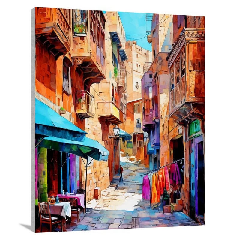 Petra's Vibrant Street - Canvas Print
