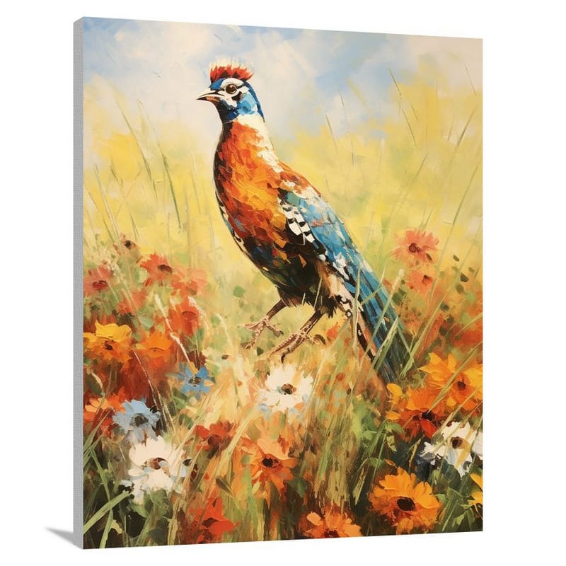 Pheasant's Floral Symphony - Canvas Print