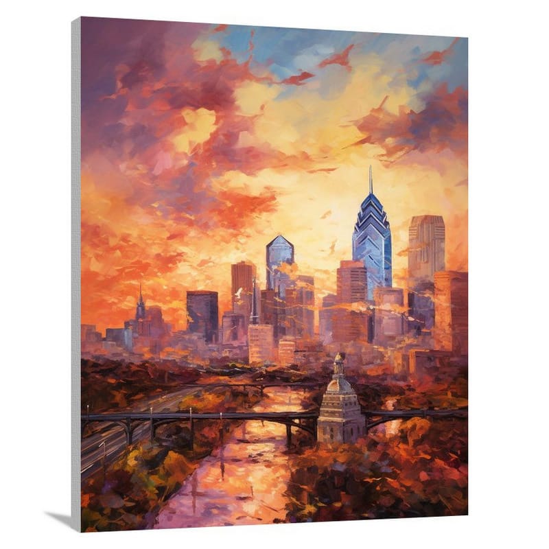 Philadelphia Sunset - Impressionist - Canvas Print