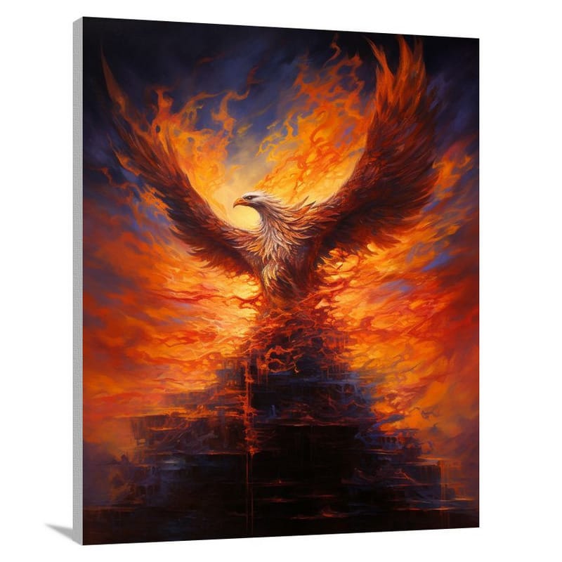 Phoenix's Resurgence: Mythological Figure - Canvas Print