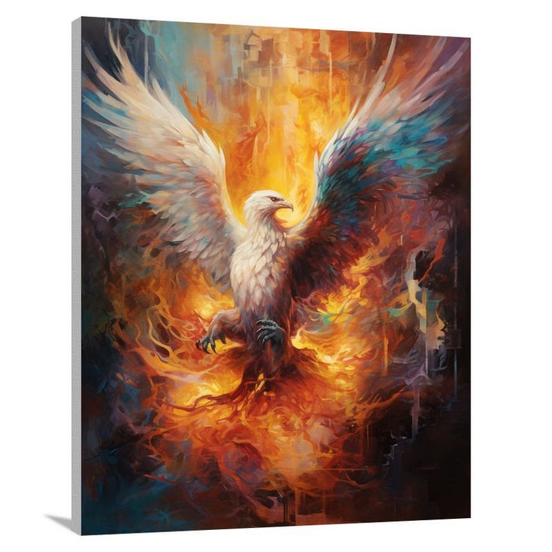 Phoenix's Resurgence: Mythological Figure - Impressionist - Canvas Print