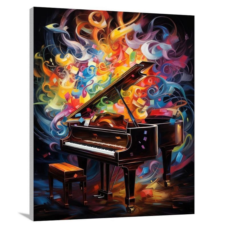 Piano's Melodic Swirls - Canvas Print