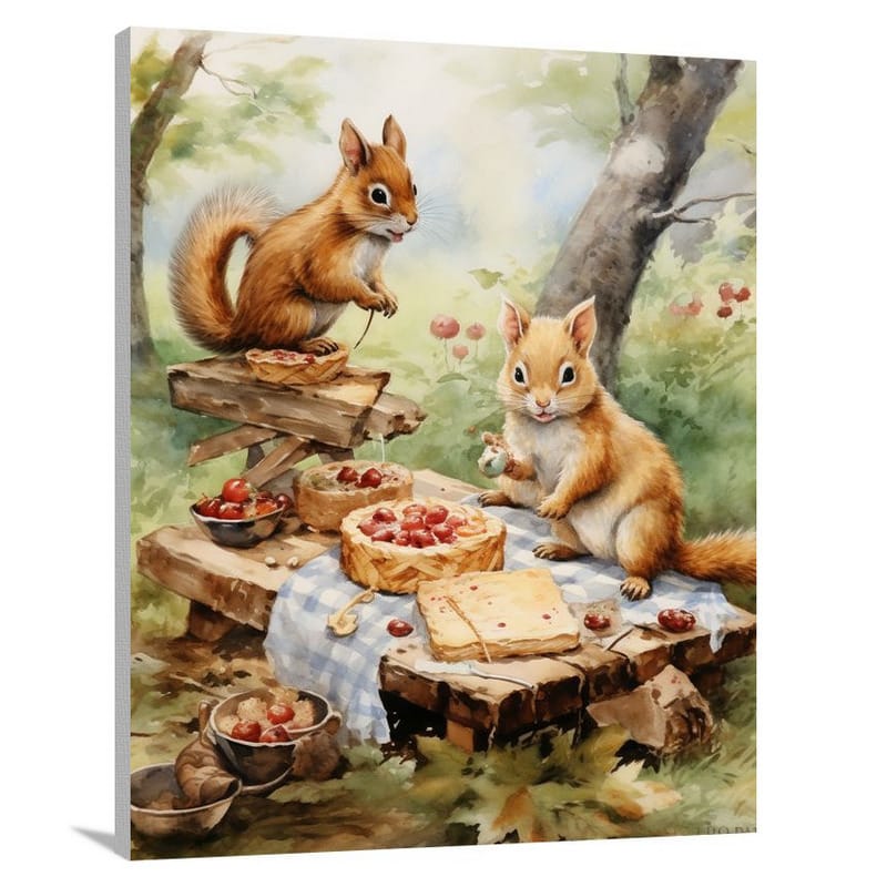 Pie Pilfered: Squirrels' Feast - Canvas Print