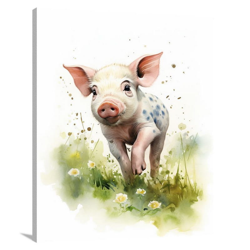 Pig's Playful Farm Frolic - Canvas Print