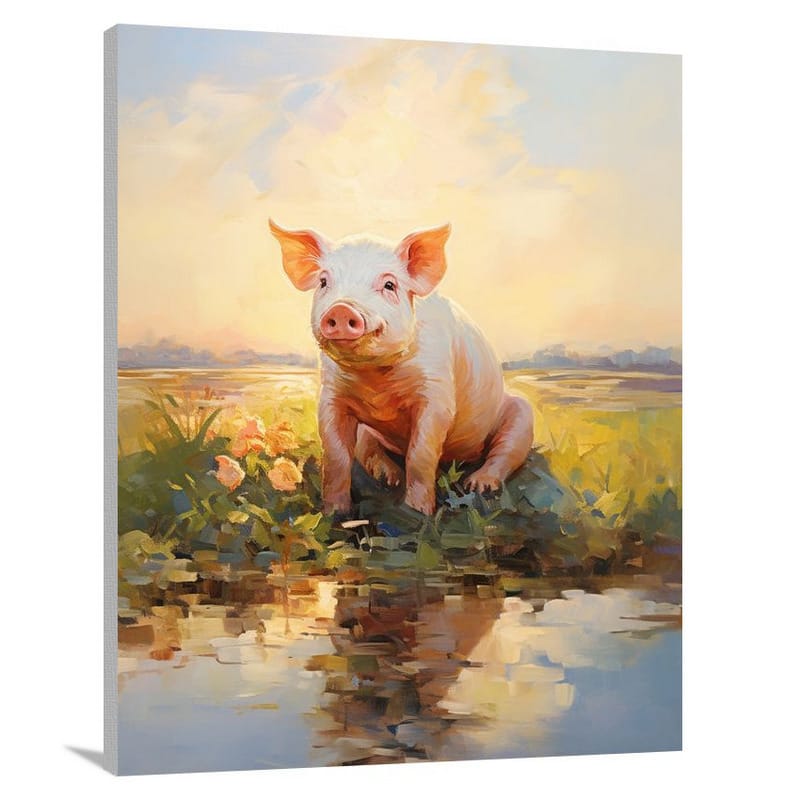 Pig's Serene Haven - Impressionist - Canvas Print