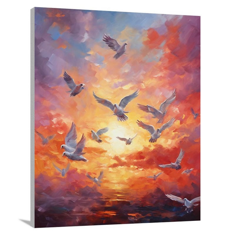 Pigeon's Flight - Impressionist - Canvas Print