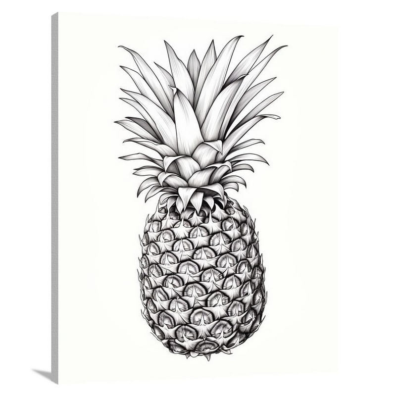 Pineapple - Black and White - Canvas Print
