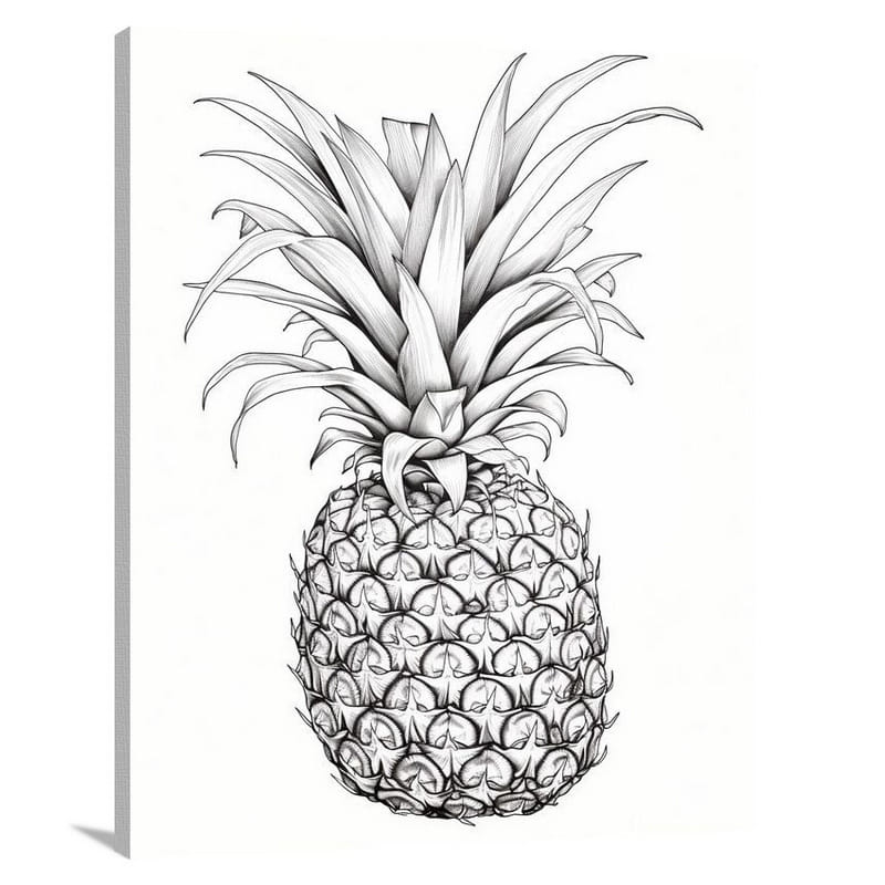 Pineapple Delight - Black And White - Canvas Print