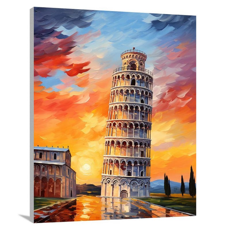 Pisa's Golden Sunset - Canvas Print