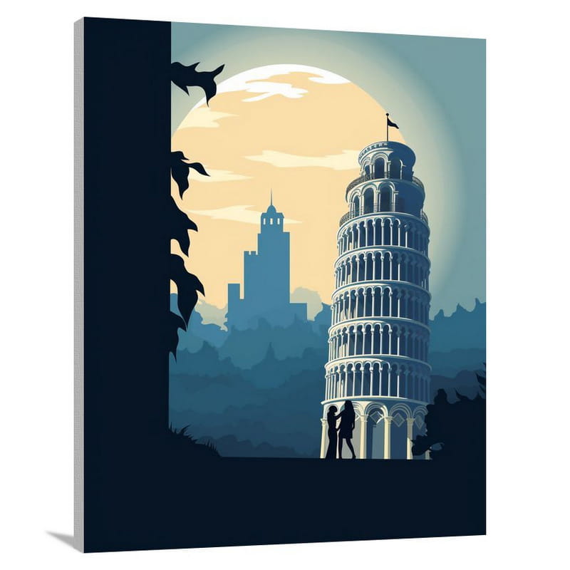 Pisa's Moonlit Embrace - Canvas Print