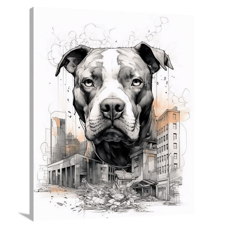 Pit Bull's Compassion - Black And White - Canvas Print