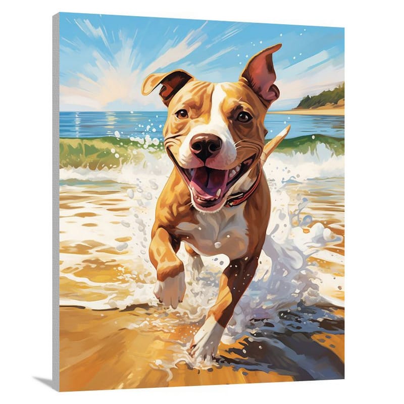 Pit Bull's Playful Splash - Pop Art - Canvas Print