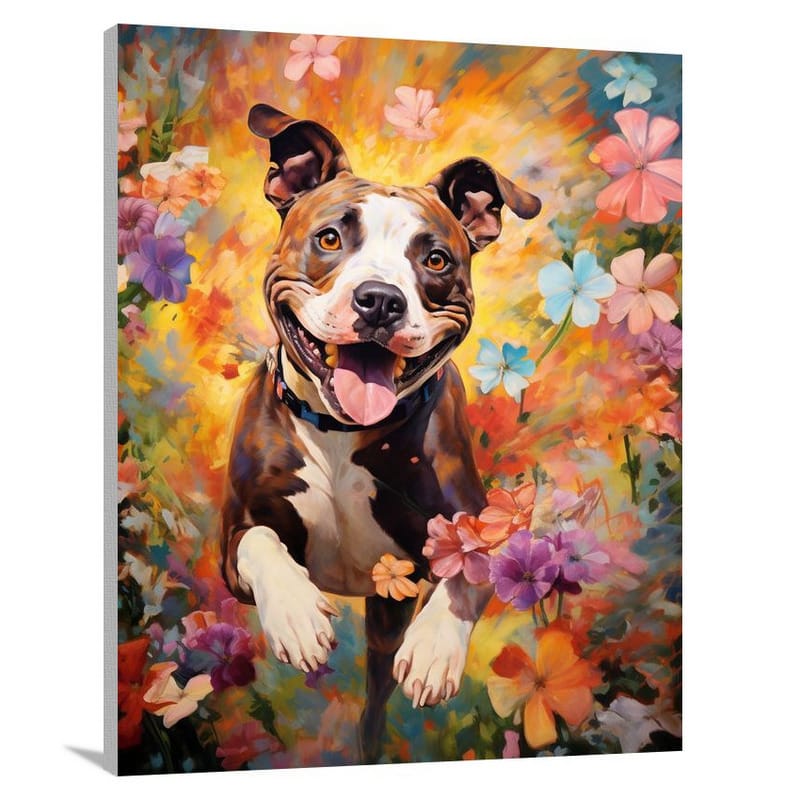Pit Bull's Wildflower Leap - Canvas Print