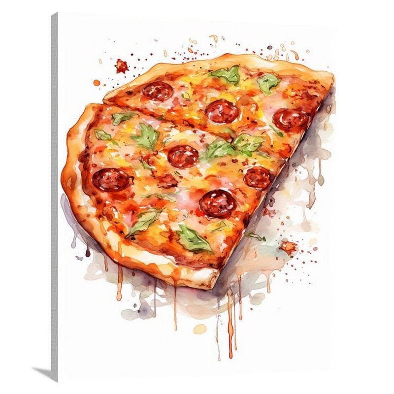 Pizza Delight - Watercolor 2 - Canvas Print