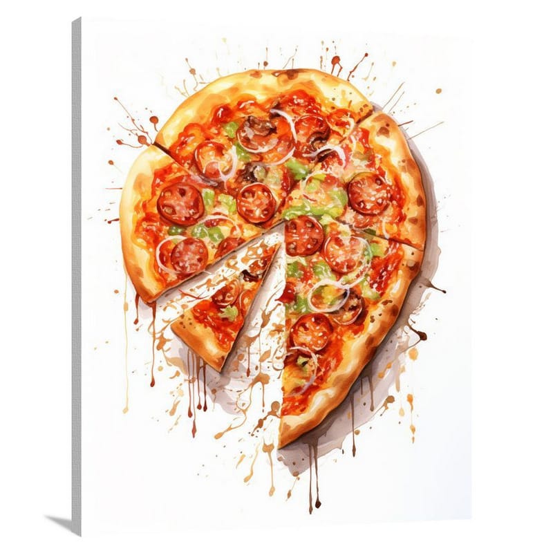 Pizza Delight - Watercolor - Canvas Print