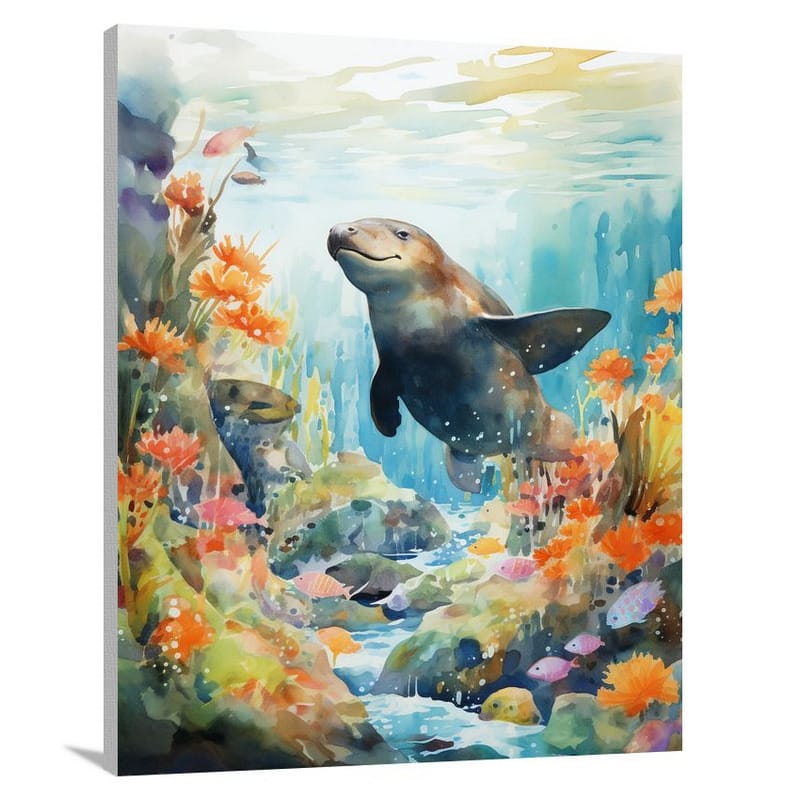 Platypus's Aquatic Symphony - Canvas Print
