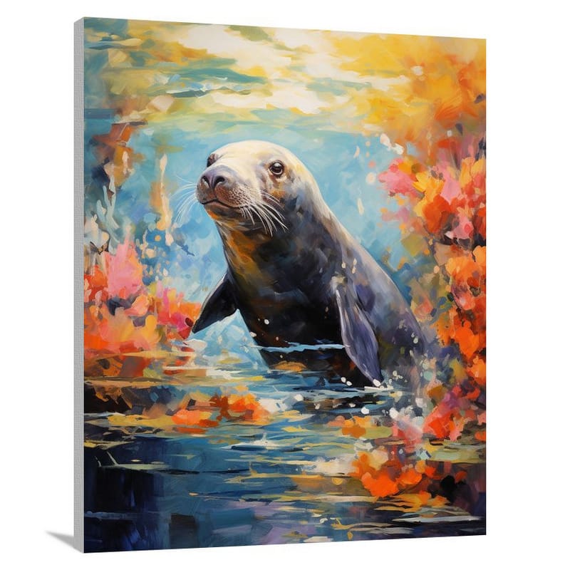 Platypus's Underwater Symphony - Impressionist - Canvas Print