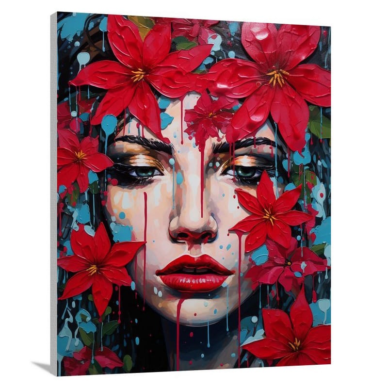 Poinsettia's Crimson Tears - Canvas Print