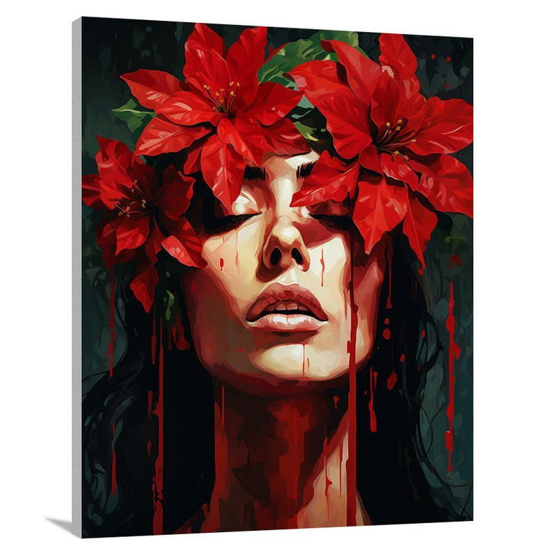 Poinsettia's Crimson Tears - Pop Art - Canvas Print