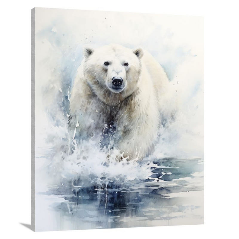 Polar Bear's Pursuit - Watercolor - Canvas Print