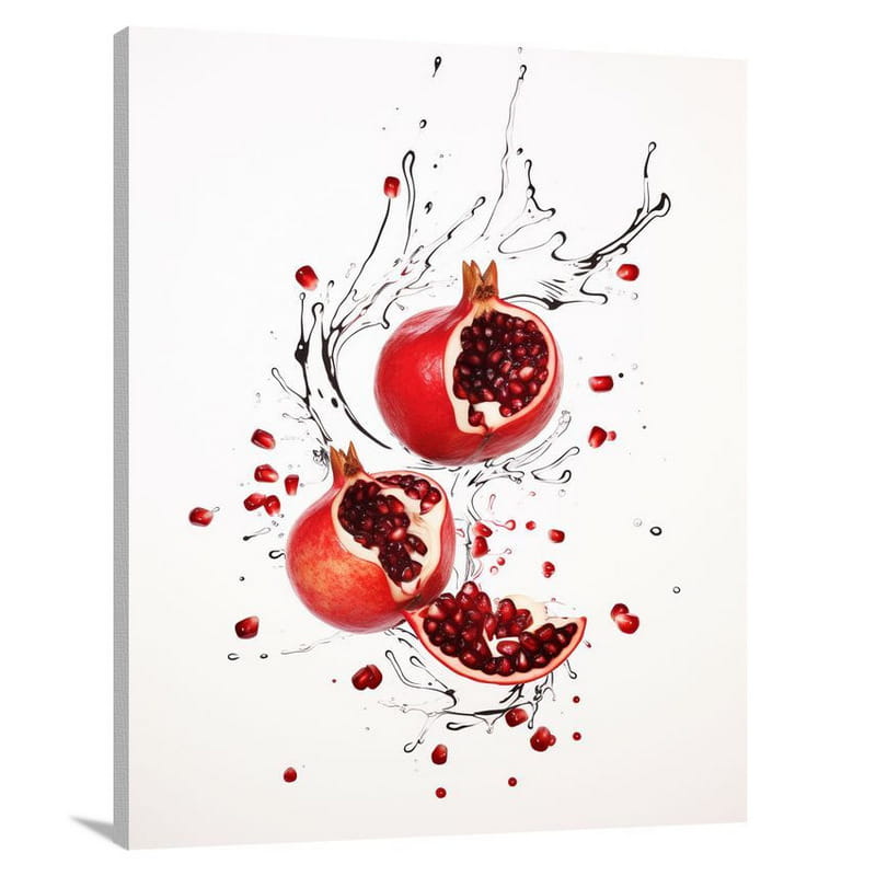 Pomegranate Symphony - Black And White - Canvas Print
