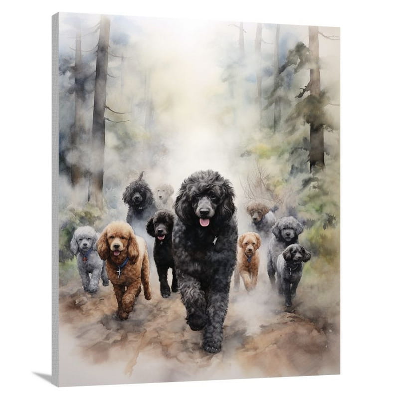 Poodle's Forest Symphony - Watercolor - Canvas Print
