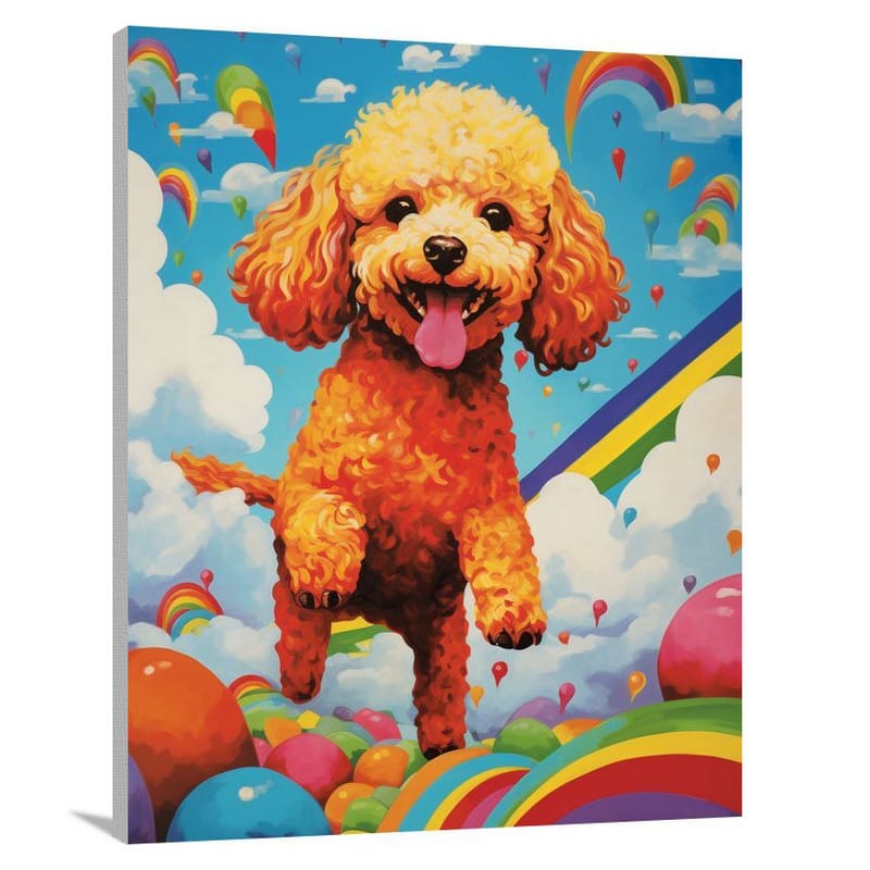 Poodle's Rainbow Leap - Canvas Print