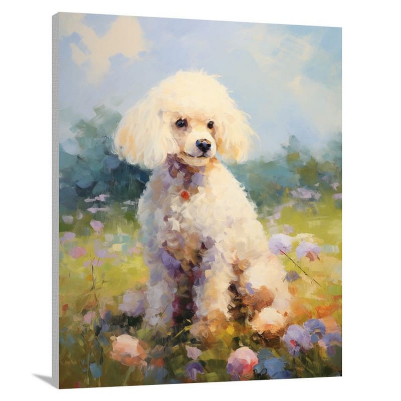 Poodle's Serene Meadow - Impressionist - Canvas Print