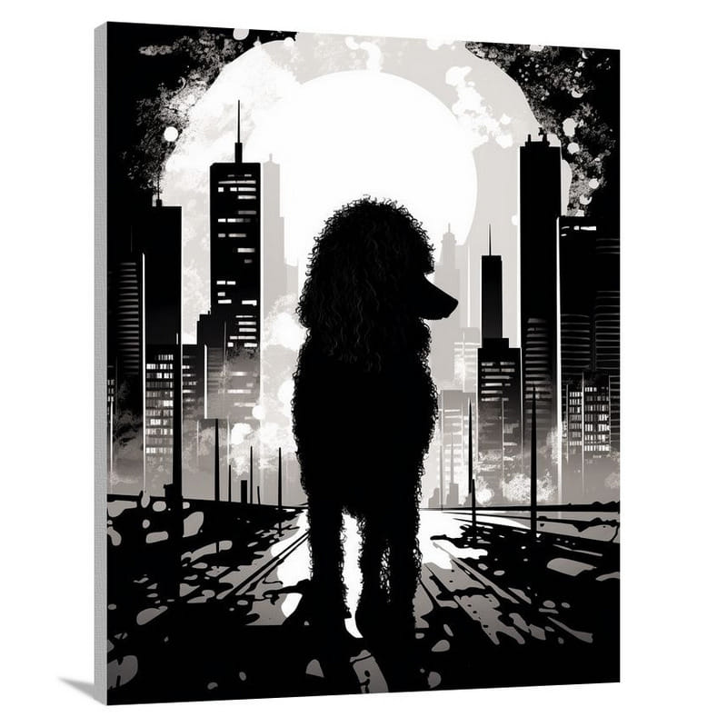 Poodle's Urban Symphony - Black And White - Canvas Print