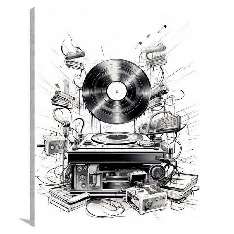 Pop Music - Black and White - Black And White - Canvas Print
