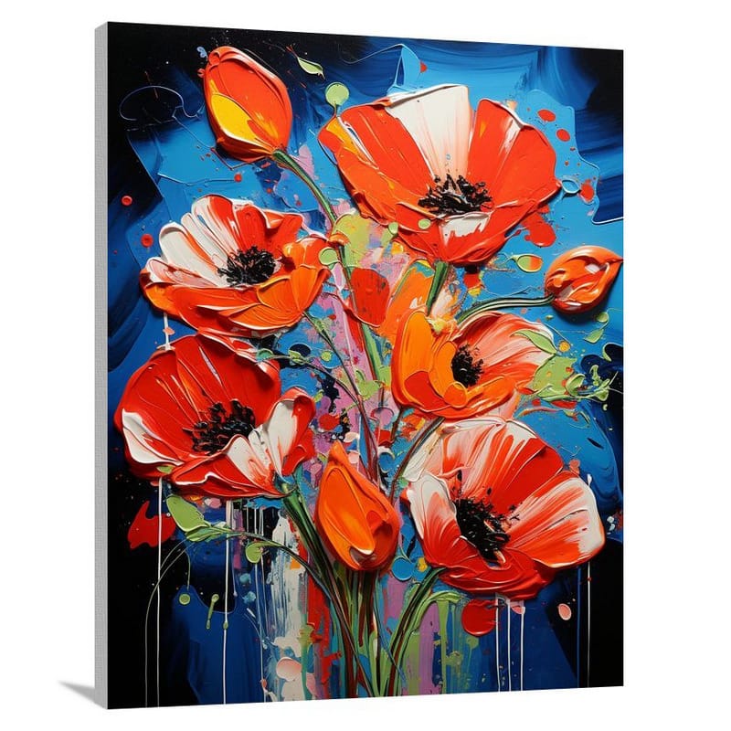Poppy's Fiery Bloom - Canvas Print