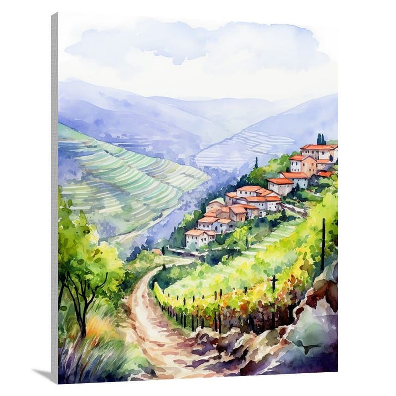 Portugal's Enchanting DouroMagic - Watercolor - Canvas Print