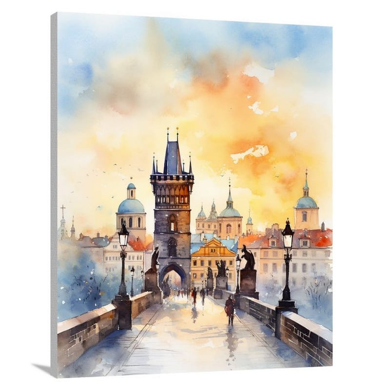 Prague's Golden Sunset - Canvas Print