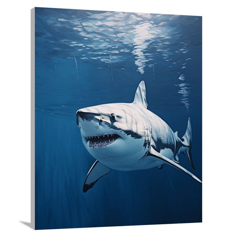 Predator's Pursuit: Great White Shark - Minimalist - Canvas Print