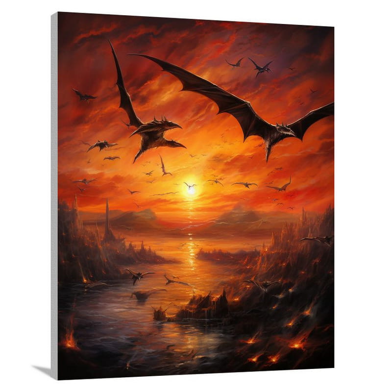 Pterodactyl's Reign: Ancient Animals Roaming - Contemporary Art - Canvas Print