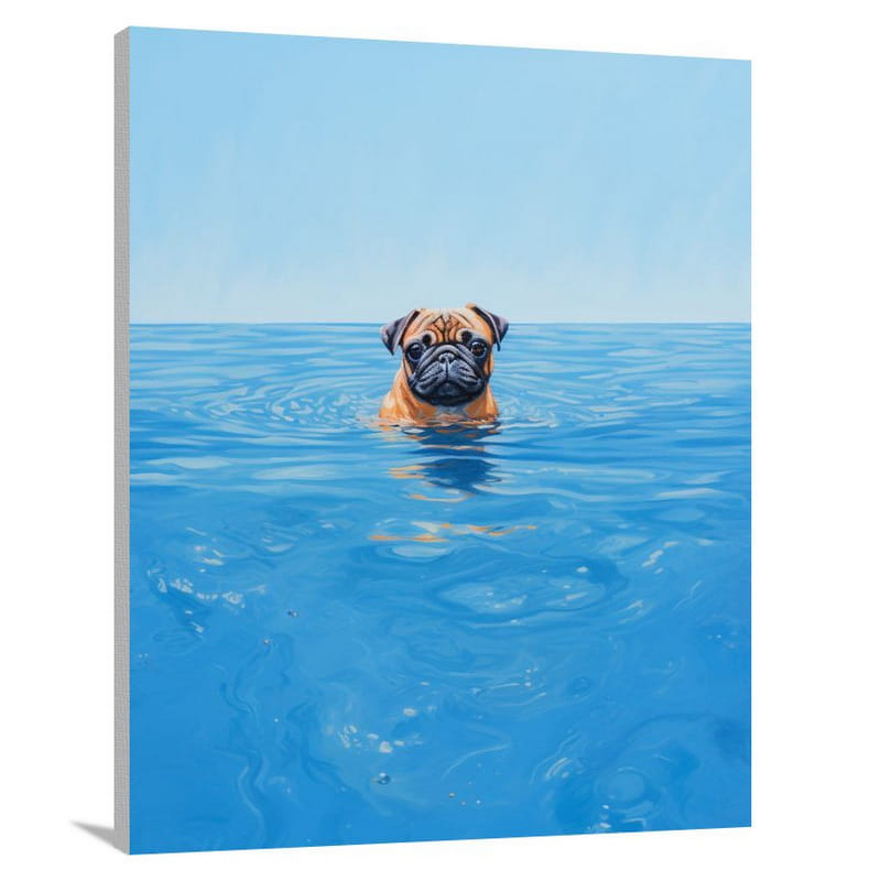 Pug's Playful Dive - Canvas Print