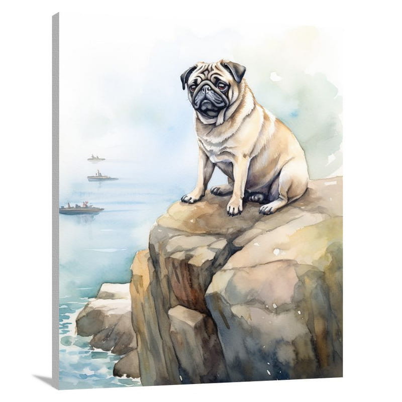 Pug's Solitude - Watercolor - Canvas Print
