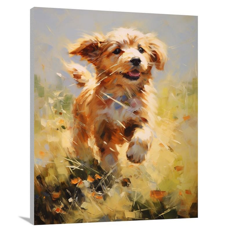 Puppy's Playful Chase - Canvas Print