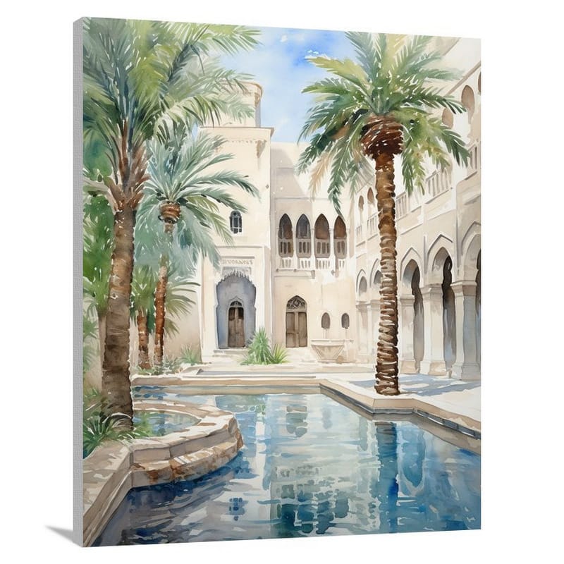 Qatari Oasis - Watercolor - Canvas Print