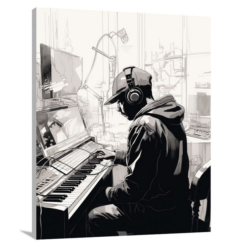 R&B & Soul Melodies - Black And White - Canvas Print