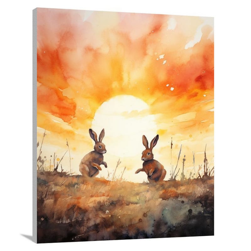 Rabbit's Sunset - Watercolor - Canvas Print