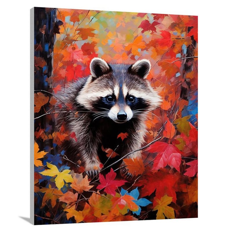 Raccoon's Autumn Exploration - Contemporary Art - Canvas Print