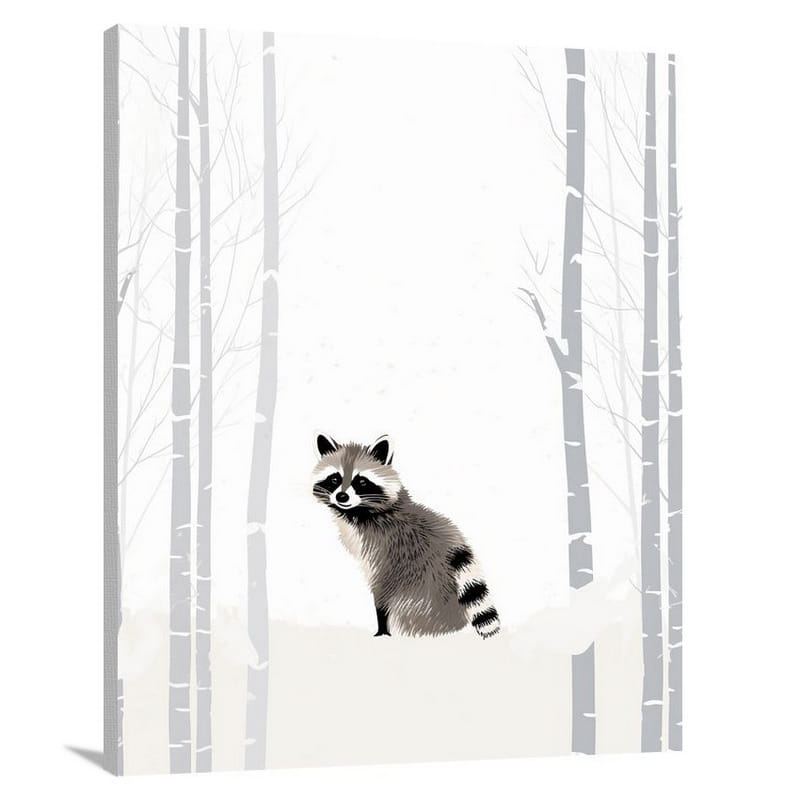 Raccoon's Winter Serenity - Canvas Print