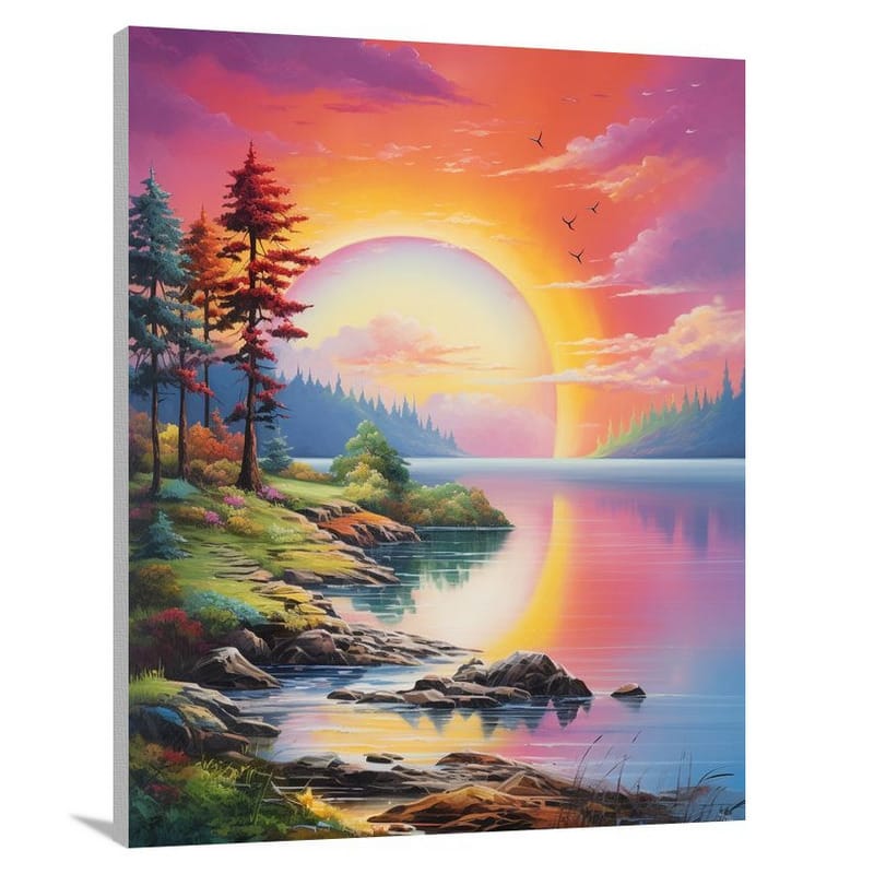 Radiant Reflections: Rainbow's Embrace - Canvas Print