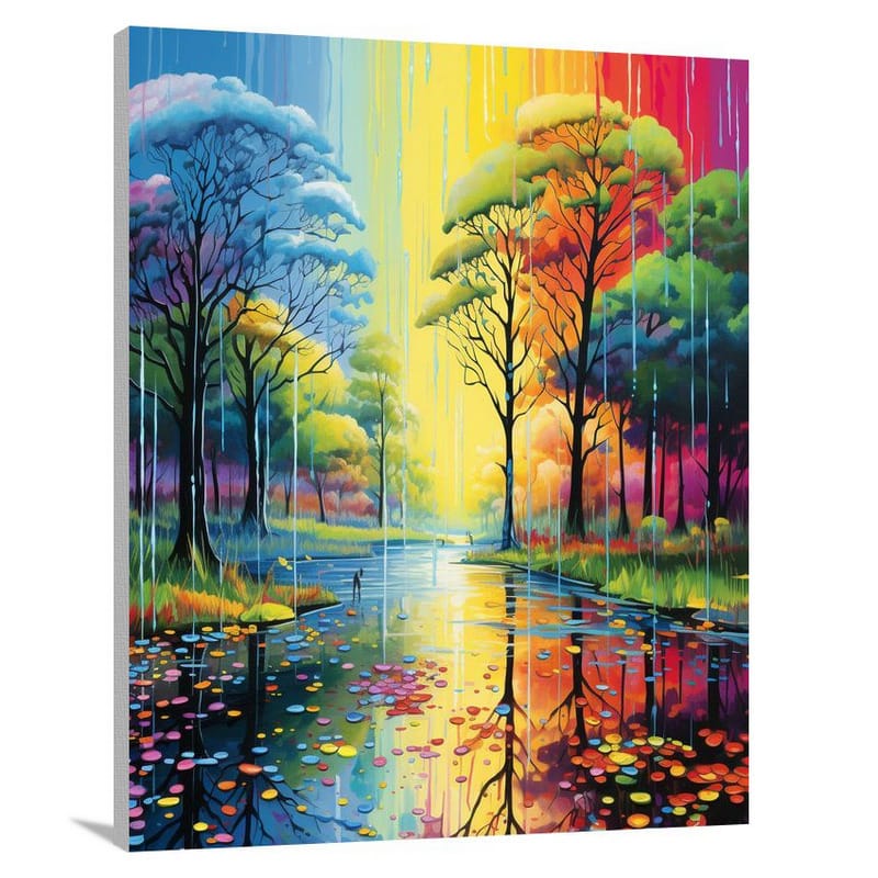 Rain's Palette: Nature's Vivid Brushstrokes - Pop Art - Canvas Print