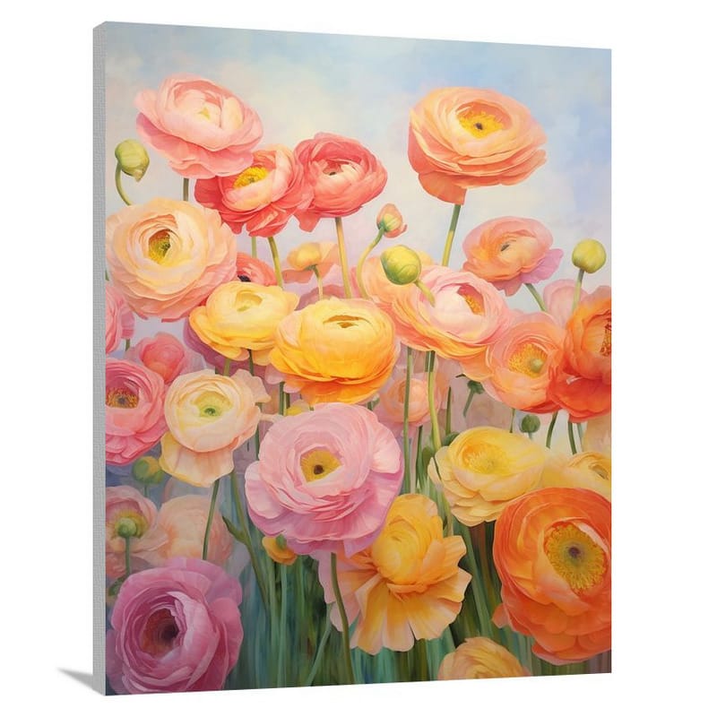 Ranunculus Symphony - Impressionist - Canvas Print