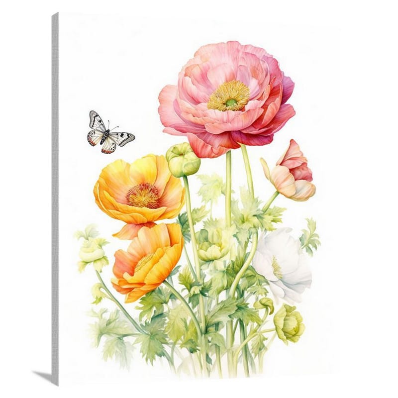 Ranunculus - Watercolor - Watercolor - Canvas Print