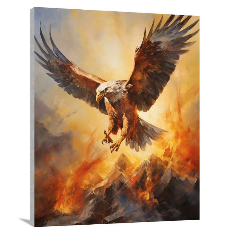 Raptor's Fiery Flight - Canvas Print