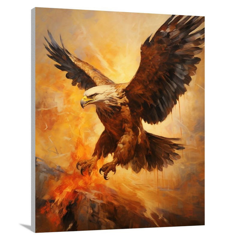 Raptor's Fiery Flight - Impressionist - Canvas Print