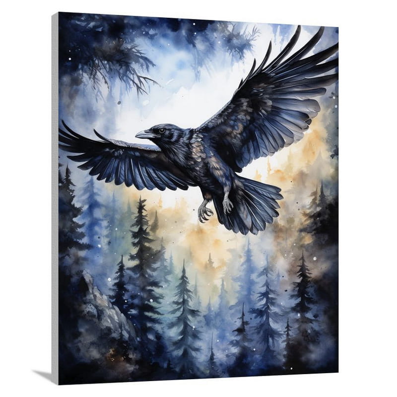 Raven - Watercolor - Canvas Print